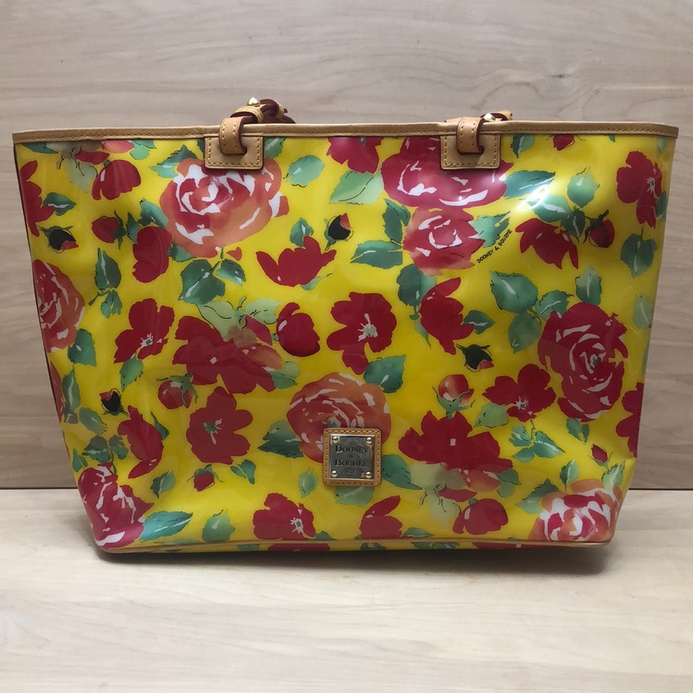 DOONEY & BOURKE Yellow and Red Leisure Rose Garden Bloom Collection Tote